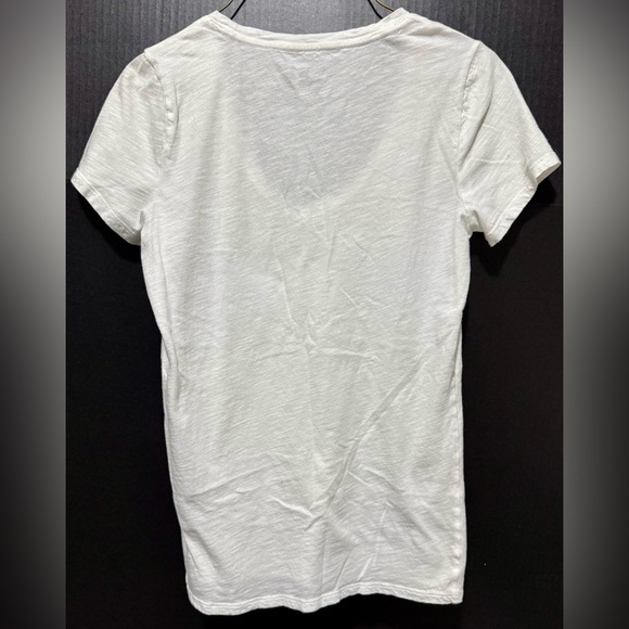 🧌PINK White Cotton V-Neck T-shirt - Picture 5 of 7